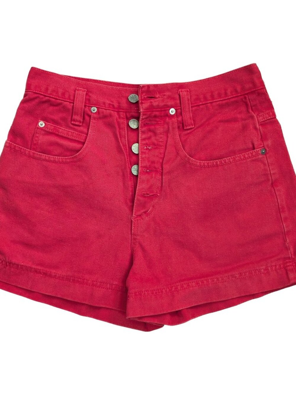 B.W.B. Best World Brand Vintage Red Denim High Rise Button Fly Shorts S